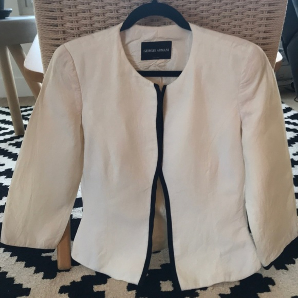 Giorgio Armani Cream Jacket with Black Trim